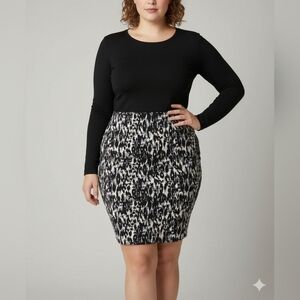 XXI by Forever 21 Black High-Waisted Leopard Print Mini Pencil Skirt Size Large